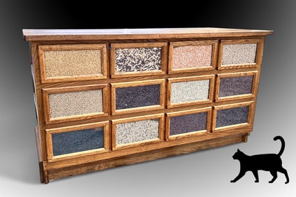 GOLDEN OAK COUNTRY STORE SEED CABINET