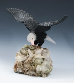 CARVED NATURAL STONE EAGLE SCULPTURE