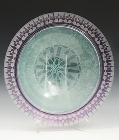 GARY GENETTI ETCHED ART GLASS CHARGER
