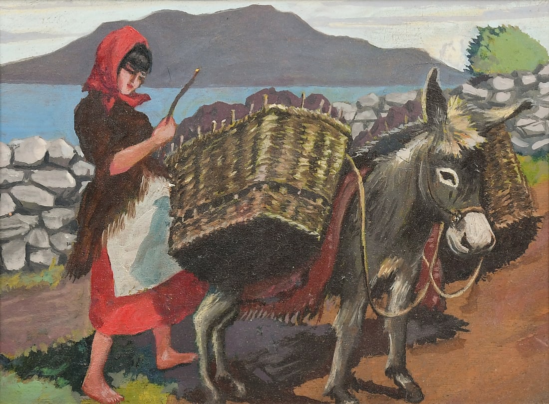 HARRY KERNOFF IRISH PAINTING "TURF COLLECTOR" (1 of 4)