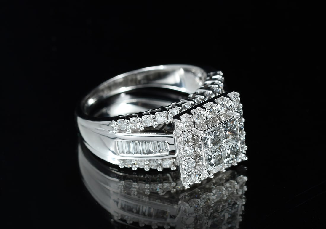 14K SQUARE CLUSTER DIAMOND RING (1 of 7)