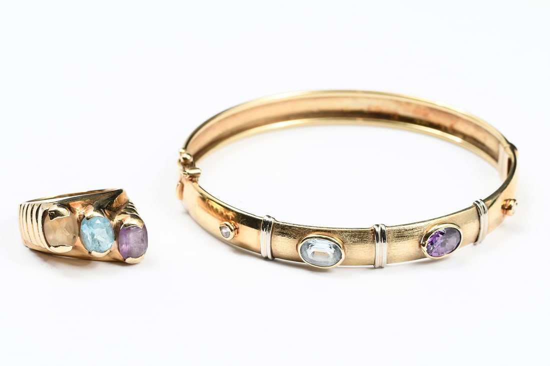 14K ITALIAN GEMSTONE BRACELET & RING SET BY FARO (1 of 5)