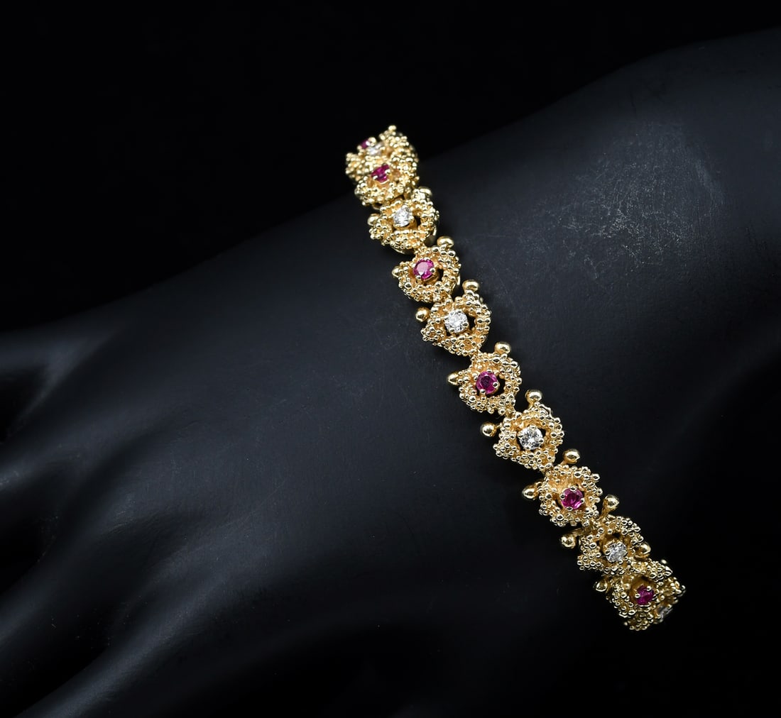 18K GOLD, RUBY, AND DIAMOND BRACELET (1 of 4)