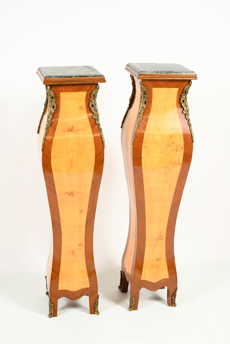 PAIR OF MARBLE TOP METAL MOUNTED PEDESTALS (1 of 5)
