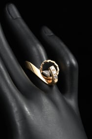 14K BLACK ONYX & DIAMOND SPINNER RING