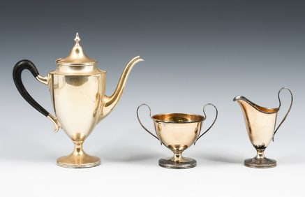 3 PC. GOLD-WASHED WATSON CO. TEA SET