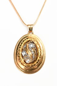 18/14K DIAMOND AND PEARL PENDANT ON 28" CHAIN