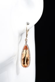14K GOLDEN TOPAZ & DIAMOND EARRINGS
