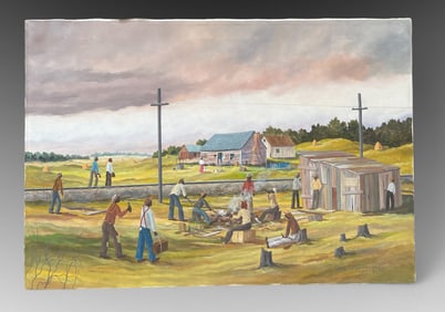 WENDELL PERKINS AFRICAN-AMERICAN GATHERING PAINTING