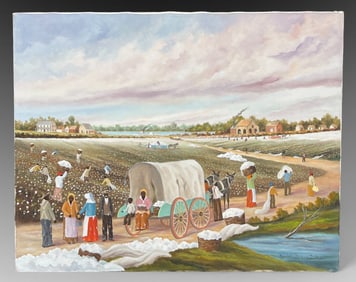 WENDELL THOMPSON PERKINS COTTON PICKING PAINTING