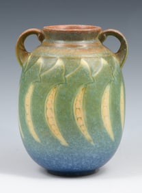 ROSEVILLE "FALLINE" DOUBLE-HANDLED POTTERY VASE