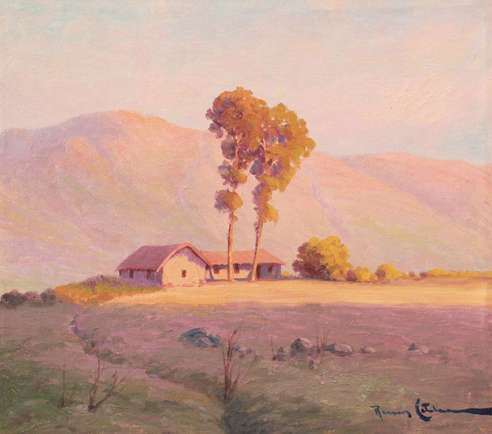 RAMOS CATALAN CHILEAN LANDSCAPE PAINTING: CATALAN, Benito Ramos, (Chilean, 1888-1961): Sunrise in the Country, Oil/Canvas, 11" x 12 1/2", signed lower right, framed, 13" x 14".