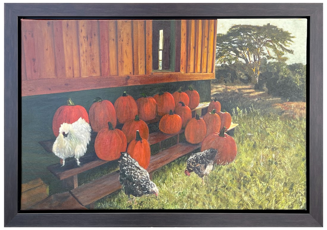 CAROLANN MANCUSO CHICKENS AND PUMPKINS PAINTING (1 of 4)