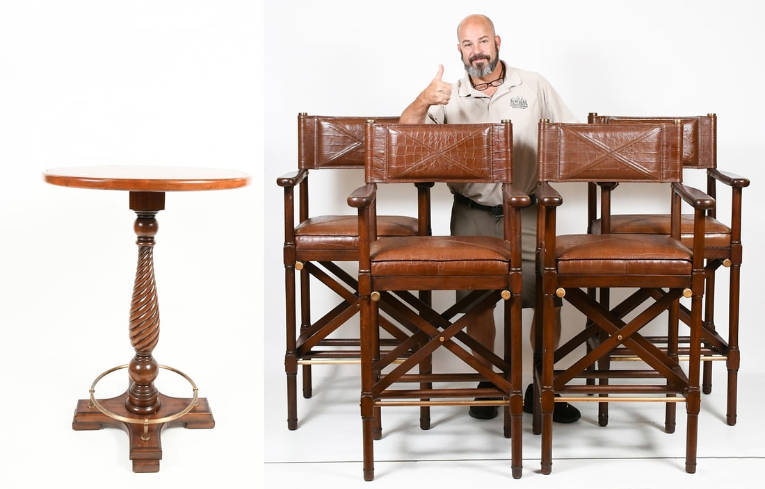 STILES BROTHERS HIGH TOP TABLE & BAR STOOLS SET (1 of 8)