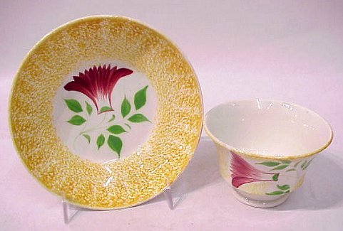 SPATTERWARE HANDLELESS CUP DEEP SAUCER