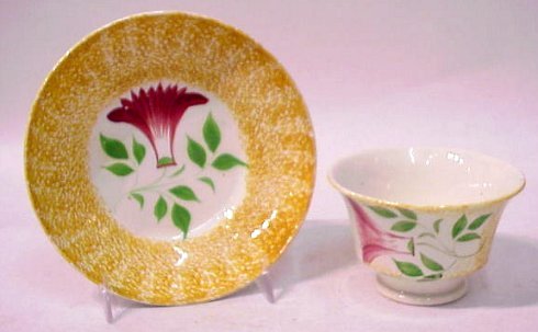 SPATTERWARE HANDLELESS CUP DEEP SAUCER
