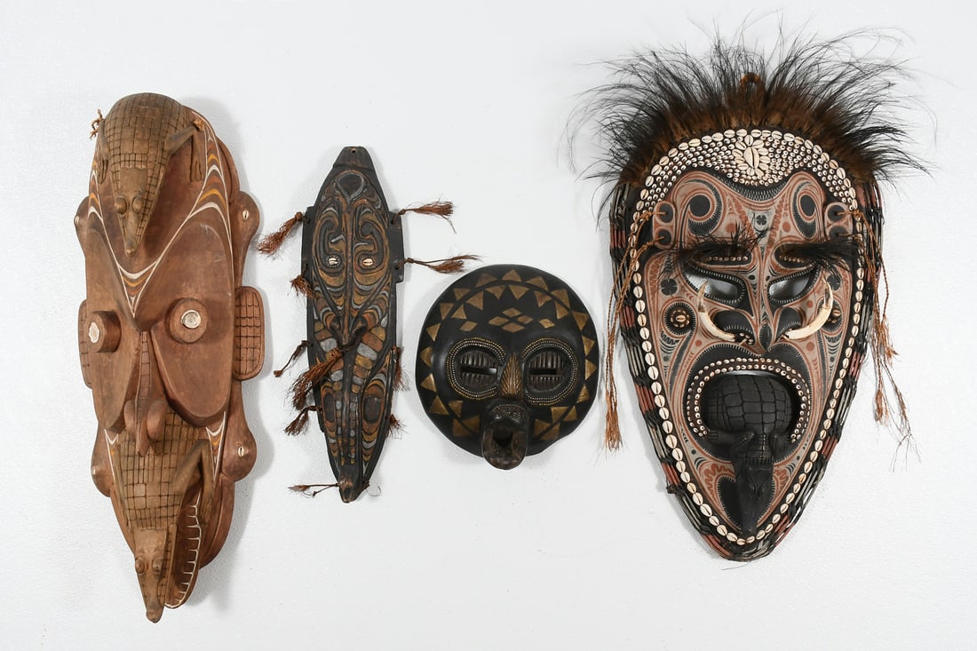 4 CARVED AFRICAN MASKS (1 of 5)