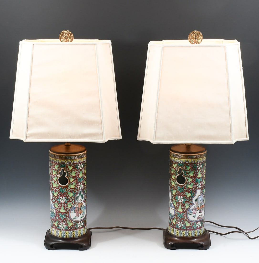 PR. CHINESE FAMILLE ROSE PORCELAIN LAMPS (1 of 5)