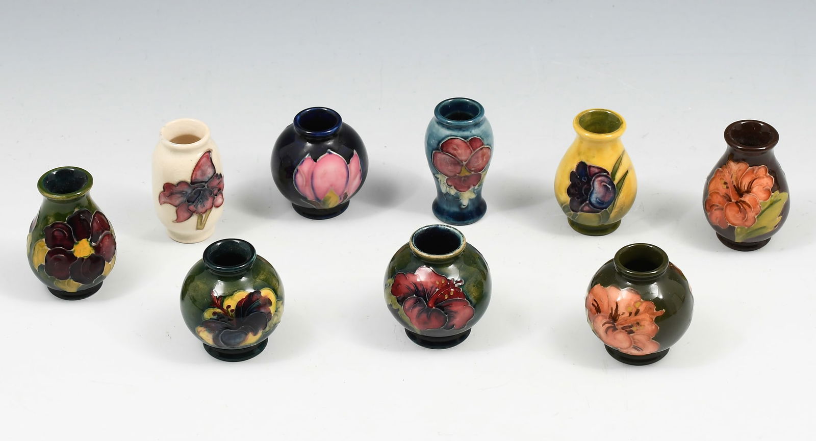 9 PC. MINIATURE MOORCROFT POTTERY VASES (1 of 5)