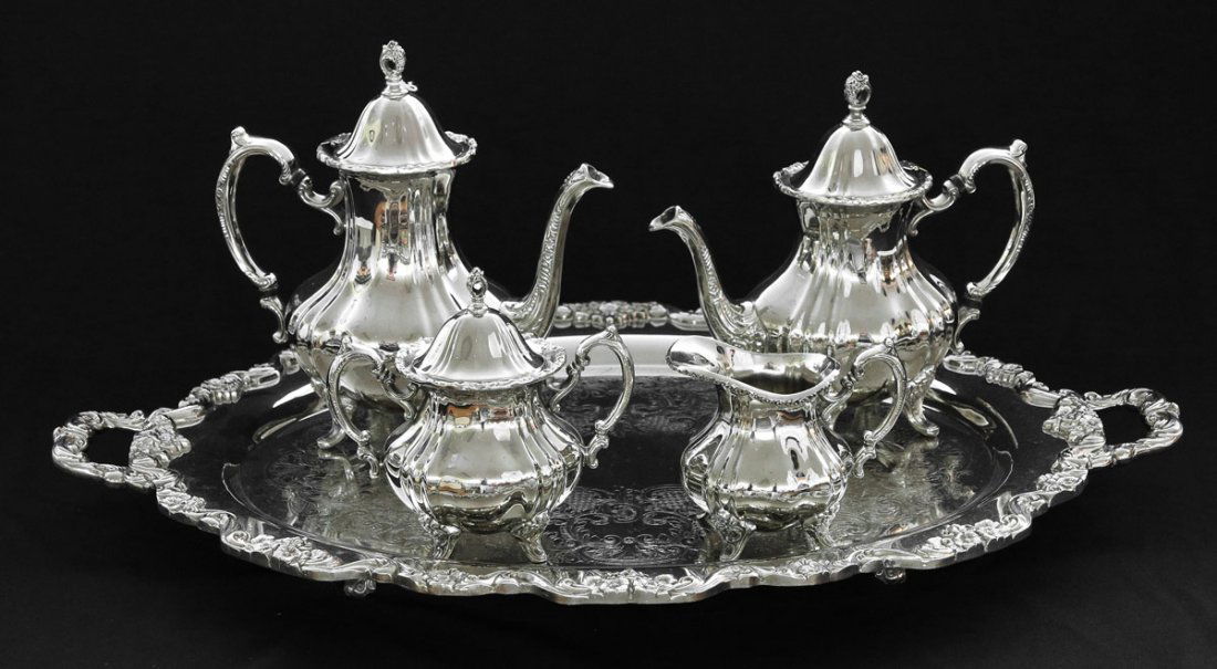 5 Piece Towle Silverplate Tea Coffee Set 14680636 1 X