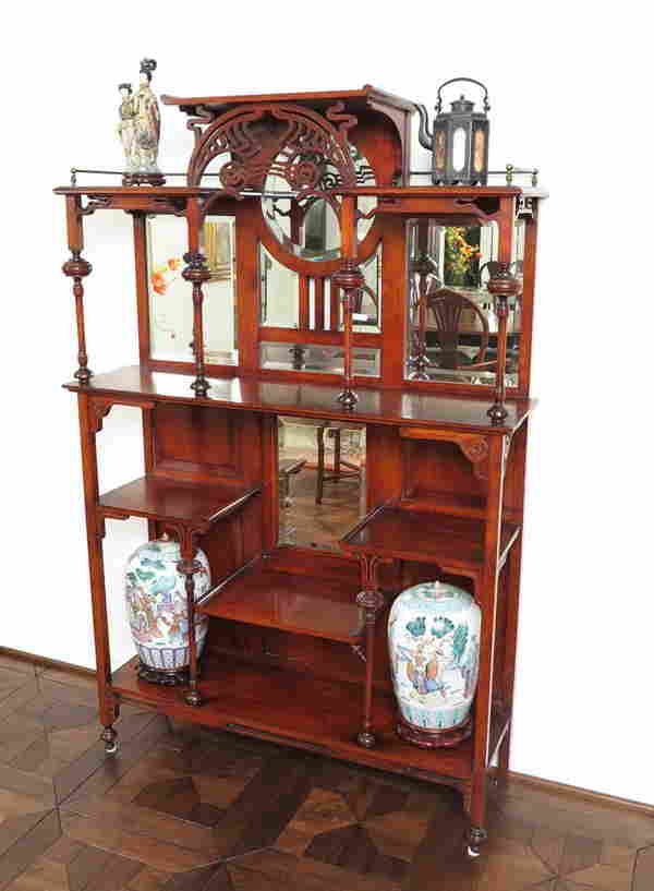 EDWARDIAN / ART NOUVEAU ETAGERE BEVELED MIRRORS - Dec 09, 2012