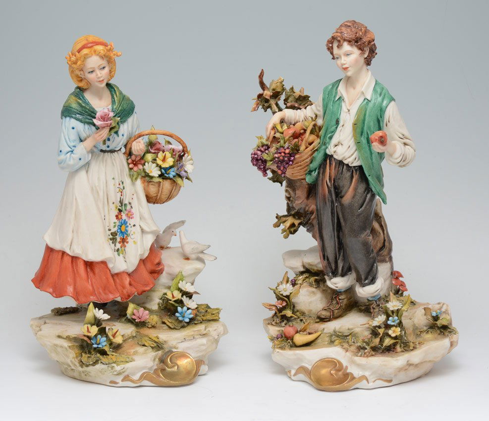 374 PAIR CAPODIMONTE ITALIAN PORCELAIN FIGURINES