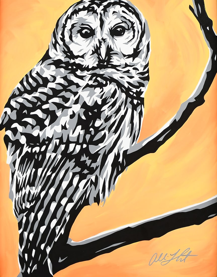 ALLISON LEFCOURT ORIGINAL PAINTING “BARRED OWL” (1 of 5)