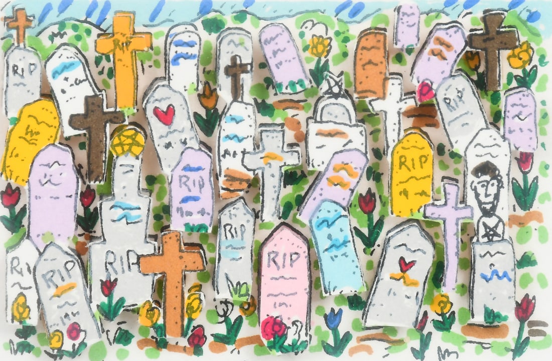 JAMES RIZZI “I’D RATHER BE IN PHILLY” 3-D LITHO: RIZZI, James, (American, 1950-2011): “I’d Rather be in Philly”, 3-D Lithograph, sight size 3” x 3.75”, pencil signed lower right, titled mid margin, numbered 75/300, dated ’90,