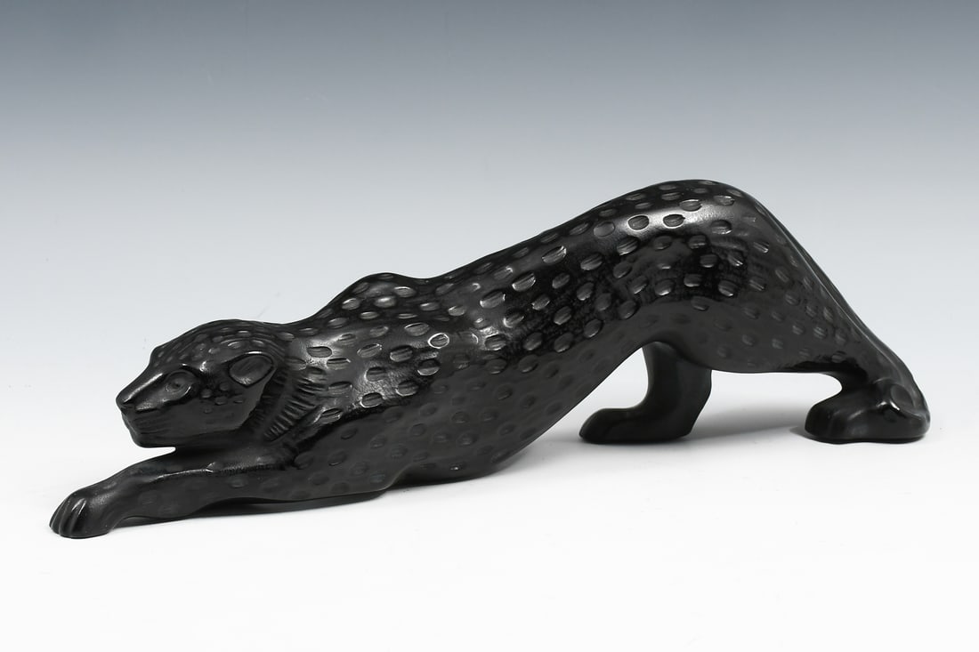 LARGE LALIQUE "ZEILA"  BLACK CRYSTAL PANTHER (1 of 5)