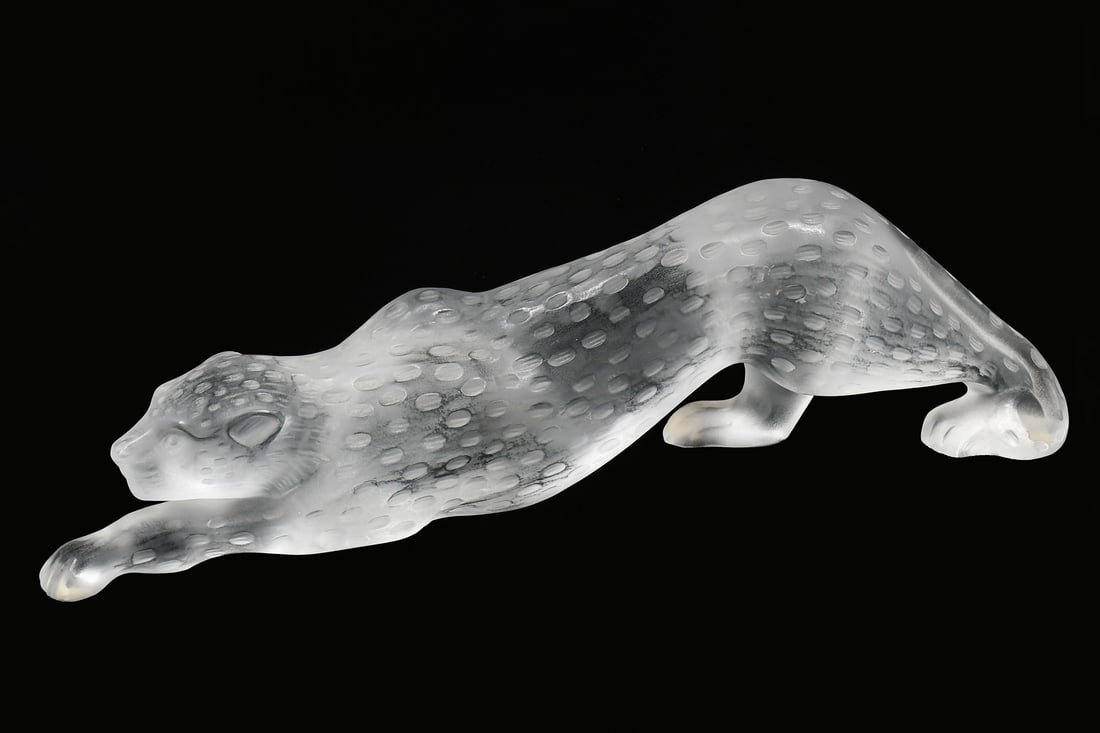 LARGE LALIQUE "ZEILA" CRYSTAL PANTHER: LARGE LALIQUE "ZEILA" CRYSTAL PANTHER: Large Lalique crystal "Zeila" Panther in satin crystal. Signed Lalique France on the bottom. Approx. 4.25" h x 14.625" l x 3.25" w.