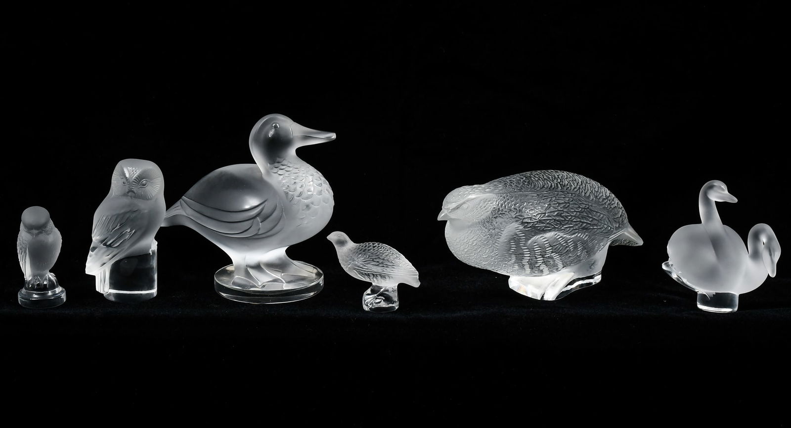 6 PC. FRENCH LALIQUE CRYSTAL BIRD / AUTOBON (1 of 3)