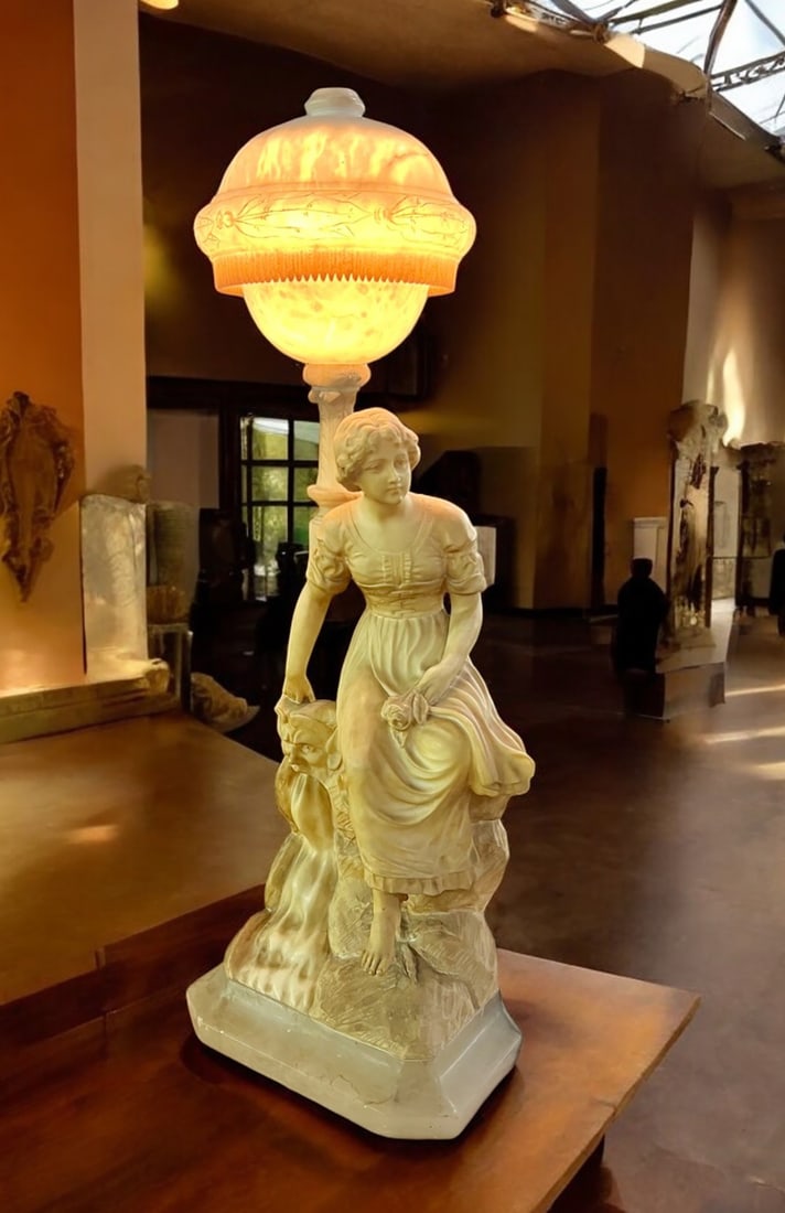 LARGE FIGURAL ALABASTER LAMP BY MASCAGNI (1 of 6)