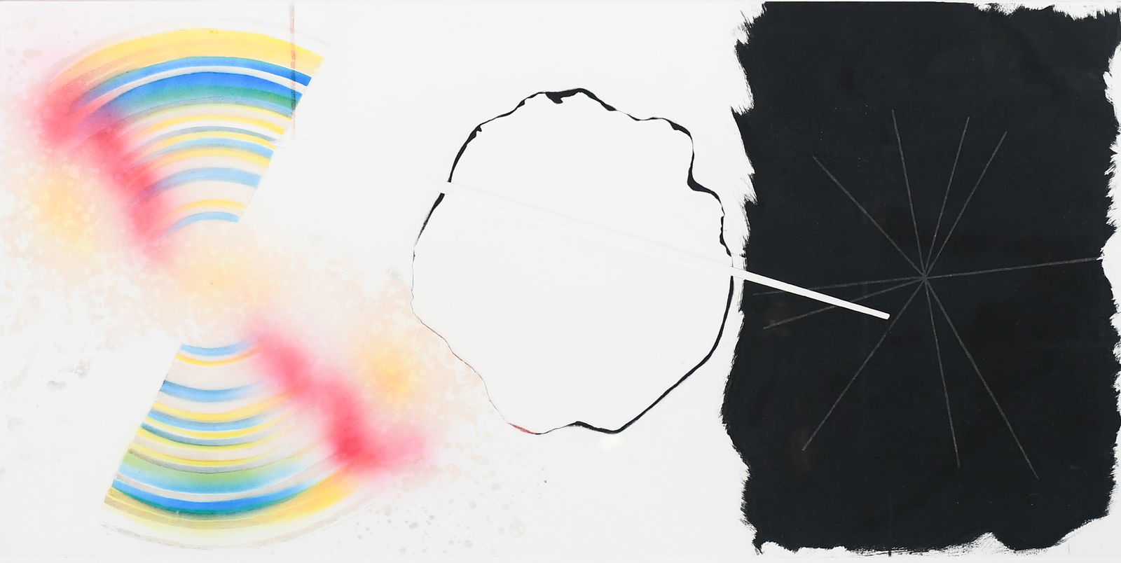 LARGE ROSENQUIST “ASTRONOMICAL BLACKBOARD” ETCHING: ROSENQUIST, James, (American, 1933-2017): “Astronomical Blackboard”, Color Etching and Aquatint with Pochoir, 17.5” x 35.75”, pencil signed lower right, numbered 1/6 PP lower left