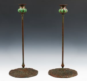 PR. TIFFANY "QUEEN ANNE'S LACE" CANDLESTICKS