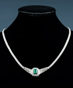 14K EMERALD & DIAMOND NECKLACE