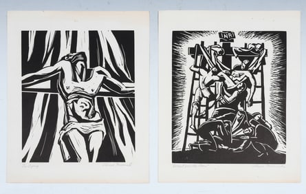 TWO LOUIS FREUND LINOCUTS