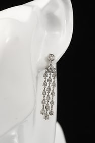 EXCITING PLATINUM DIAMOND MINI CHANDELIER EARRINGS