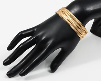 MID-CENTURY 18K 4 ROW BANANA WEAVE BRACELET