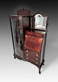 SIDE BY SIDE VICTORIAN SECRETARY DESK & BOOKCASE