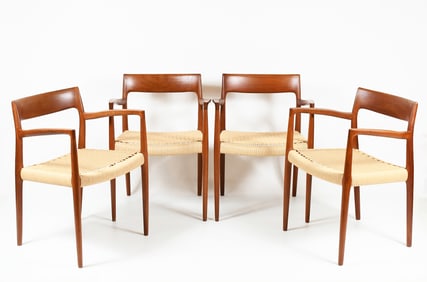 4 NIELS MOLLER MODEL 57 TEAK ARMCHAIRS