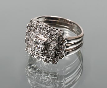 MID-CENTURY 14K DIAMOND POWER RING