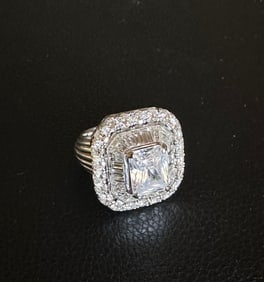 BOUCHERON DIAMOND RING W/ EMERALD CUT CENTERSTONE