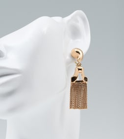 MID-CENTURY 18K DOORKNOCKER TASSELED EAR CLIPS