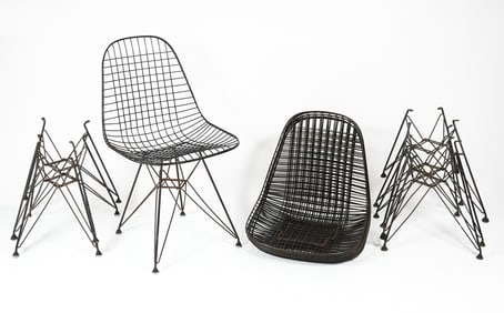 6 MID-CENTURY MODERN EAMES DKR WIRE CHAIRS