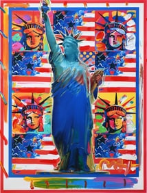 PETER MAX “GOD BLESS AMERICA” MIXED MEDIA