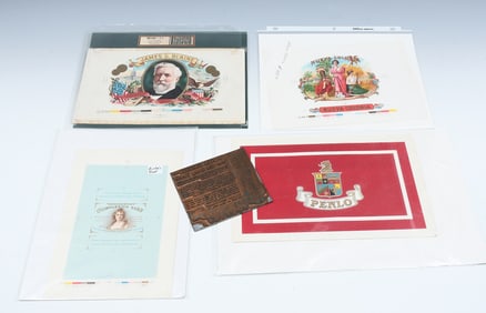 4 CIGAR & SOAP LABEL PRINTER PROOFS & COPPER PLATE