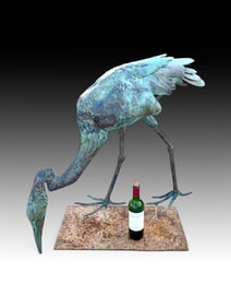 ROGER DITARANDO BRONZE & COPPER HERON SCULPTURE