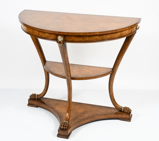 MAITLAND SMITH BURLED 2-TIER DEMILUNE TABLE