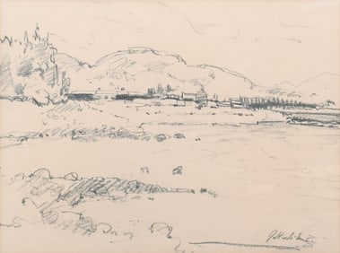 ILLEGIBLY SIGNED PENCIL STUDY