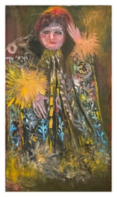 MARION BECKETT GIRL WITH BROCADE PAINTING